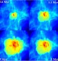 The computer simulation designed by Dr. Yoshida <i>et al.</i> demonstrates how gas and dust came together in the early universe to form the first stars after the Big Bang.