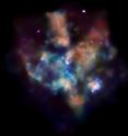 This latest X-ray image of 30 Doradus represents almost 114,000 seconds, or 31 hours, of Chandra observing time – three times longer than previously recorded.  In this image, red represents the lower range of X-rays that Chandra detects, the medium range is green, while the highest-energy X-rays are blue.