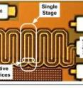 The new silicon-based amplifier marks progress toward high capacity wireless communications systems that will operate at millimeter wave frequencies (70-110GHz) and could provide data transfer rates as fast as 10 Gigabits per second over a kilometer. Toward this goal, the new amplifier provides both high gain (the ability to increase the volume of a signal) and high bandwidth (the ability to do it over a broad range of tones). It has a direct transmission line path from the input to the output that carries electromagnetic waves -- undisrupted -- across the surface of a silicon chip. Amplification "stages" along this transmission line boost the signal power by monitoring the signal amplitude and generating feedback in just trillionths of a second, feedback that injects additional energy in phase to the signal. The amplifier provides record-breaking gain of 26-30dB at 100GHz and allows wave propagation along the chip surface.