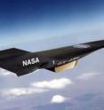 This is an artist concept of an X-43A hypersonic experimental vehicle in flight.