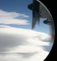 View from a specially outfitted C-130 aircraft operated by the National Center for Atmospheric Research in the skies over Wyoming. Scripps-led researchers made the first direct detections of airborne bacteria in clouds aboard the aircraft, and reported the results in the May 17 online edition of the journal <i>Nature Geoscience</i>.