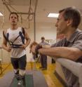 Peter Weyand, now associate professor of applied physiology and biomechanics at SMU, observes Oscar Pistorius on the treadmill at the Rice University Locomotion Laboratory in Houston. The biomechanics and physiology research team submitted its findings to the Court of Arbitration for Sport in May 2008.