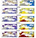 This chart maps changes in annual and seasonal climate in the Mediterranean between 1950 and 2002.