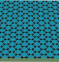 Graphene consists of carbon atoms only one atomic layer thick, with the unique characteristic that its electrons behave as if they have zero mass.