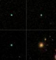 The Green Peas stuck out because of their small size and green color compared to the more common galaxies -- such as the one on the bottom right -- that Galaxy Zoo users were used to seeing.