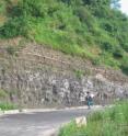 Researcher Ganqing Jiang examines Doushantuo Formation sediments in
the Yangtze Gorges area.