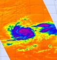 NASA's AIRS instrument on the Aqua satellite caught the icy cold clouds in Felicia (left) and Enrique (right). Notice Felicia's eye in the center of the storm. In this false-colored image, purple indicated temperatures colder than minus 63 F and blue is minus 27 F or colder.