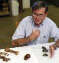 IU Anthropologist Geoffrey Conrad discusses stone tools, a rare primate skull and a portion of the sloth bones found in a water-filled Dominican Republic cave by researchers from the Office of Underwater Science in IU's School of Health, Physical Education and Recreation.