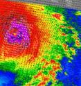 QuikScat used microwaves to peer through Bill's clouds and measure his winds on August 18 at 5:23 p.m. EDT when Bill was a powerful Category 4 hurricane.