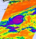 Aqua's Atmospheric Infrared Sounder instrument captured Lupit's high thunderstorm cloud temperatures (in purple) were colder than minus 63F. Lupit's eye is clearly visible in this image from October 18. The Philippines are located to Lupit's west.