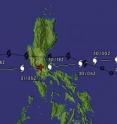 When Tropical Storm Ketsana moved over the Philippines in late September it produced very heavy rain causing deadly mudslides and flooding in Manila. This graphic  shows the track of Tropical Storm Ketsana in black and the predicted path of Typhoon Mirinae in white.