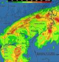 A rainfall analysis of "Ida the coastal low" from the NASA and JAXA Tropical Rainfall Measuring Mission (TRMM) satellite shows large areas of very heavy rainfall with maximums in Alabama, North Carolina and Virginia. The analysis shows a maximum value over land of over 240 mm (~9.4 inches).