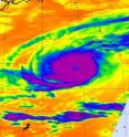 NASA's AIRS (Atmospheric Infrared Sounder) instrument on the NASA Aqua satellite captured an image of Super Typhoon Nida on Nov. 28 that clearly showed Nida's eye, and surrounding it, very strong, cold, thunderstorm cloud tops (purple) near -63F. The blue areas are around -27F.