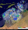 NASA's Tropical Rainfall Measuring Mission (TRMM) satellite captured this image of Laurence's rainfall on Dec. 14 at 5:29 p.m. ET (2329 UTC). TRMM revealed a well defined center of circulation in Laurence with areas of heavy rain (red) up to 2 inches per hour.