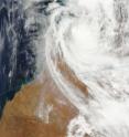 The Moderate Resolution Imaging Spectroradiometer (MODIS) instrument on NASA's Terra satellite captured an image of Cyclone Laurence over Northern West Australia on Dec. 17 at 2:00 UTC (9 p.m. ET Dec. 16) as it continued to hug the coast and track west.