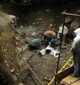 Here, workers are digging at the Portalón archaeological site in the Sierra de Atapuerca (Spain).