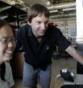 Michael Wehr, professor of psychology and neuroscience at the University of Oregon, with undergraduate student researcher Xiang Gao, a co-author.