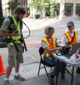 NIST engineer Kate Remley (center) was part of a team that conducted wireless communications tests using several different technologies in downtown Denver in 2009. At left is Jeremy May, a participant in NIST's Summer Undergraduate Research Fellowship program, and David Matolak, a professor at Ohio University in Athens, Ohio.