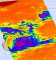 NASA's Aqua satellite captured cold thunderstorm cloud tops of Hubert in this infrared image of March 10 at 5:11 a.m. ET. Hubert's western edge is already raining on Madagascar.