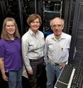 Iowa State University and Ames Laboratory researchers, left to right, Theresa Windus, Monica Lamm and Mark Gordon are working to scale up their computational chemistry tools for the Blue Waters supercomputer being developed at the University of Illinois and its National Center for Supercomputing Applications.