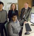 Mohan Sarovar (seated) and (from left) Akihito Ishizaki, Birgitta Whaley and Graham Fleming carried out the first 
observation and characterization of quantum entanglement in a real biological system.