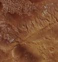 The region around Magellan Crater stretches across 190 x 112 km, and covers an area of about 21,280 sq km, which is roughly the size of Slovenia. It is to the southwest of the volcanic region Tharsis on the southern highlands of Mars. With a ground resolution of about 25 m per pixel, the data were acquired for the region of Magellan Crater at about 34°S/185°E, during Mars Express' orbit 6547 on Feb. 6, 2009.