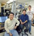 Ming Liu (foreground), Xiang Zhang and Thomas Zentgraf have created the first nano-sized light mill motor whose rotational speed and direction can be controlled by tuning the frequency of the incident light waves. This new concept 
opens the door to a broad range of valuable applications in energy and biology as well as in nanoelectromechanical systems.