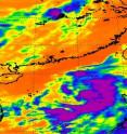 NASA's AIRS instrument infrared imagery of Chanthu from July 19 at 18:05 UTC showed strong convection (purple) from northeast to southwest.