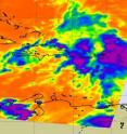 NASA's infrared AIRS image showed high (strong) thunderstorms in System 97L were over Haiti, the Dominican Republic, Puerto Rico, and the Virgin Islands. The bulk of the thunderstorm activity was east of Puerto Rico. Strong convective activities as indicated by high thunderstorms (in purple) are cold as -63F.