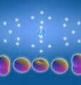 A classical diagram of a krypton atom (background) shows its 36 electrons arranged in shells. Researchers have measured oscillations of quantum states (foreground) in the outer orbitals of an ionized krypton atom, oscillations that drive electron motion.