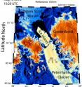 This satellite image from August 5, 2010, shows the huge ice island broken off from Greenland's Petermann Glacier.