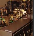 This is a laser in Dr. Kambhampati's lab that is used to shine light on quantum dots.