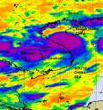This infrared image of Mindulle's clouds from NASA's Aqua satellite was captured on Aug. 23 at 18:35 UTC (2:23 p.m. EDT) and shows a tightly compact cyclone close to making landfall in Vietnam. The strongest convection (and thunderstorms) are colored in purple and appear as a large circle in the inside of the storm. The purple coloration indicates highest cloud tops as cold as or colder than -63 Fahrenheit.
