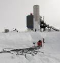 Signals from the sensors are carried by cables to the IceCube counting house that houses a large cluster of computers to reconstruct in real time some 2,000 muon tracks every second.