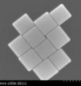 These electron microscope images show perfect-edged nanocubes produced in a one-step process created at NIST that allows careful control of the cubes' size, shape and composition.