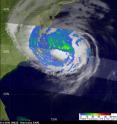 This image of Earl's rainfall was captured by the TRMM satellite on Sept. 3 at 0822 UTC (4:22 a.m. EDT) and showed moderate rainfall (green) mostly to the north of Earl's center.