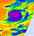 This infrared image of Julia was captured by the AIRS instrument on NASA's Aqua satellite on Sept. 15 at 0353 UTC (Sept. 14 at 11:53 p.m. EDT) and doesn't show an eye, which developed later. It does show very strong thunderstorms (purple) around Julia's center where cloud heights were as cold as -63 degrees Fahrenheit and heavy rain was falling.