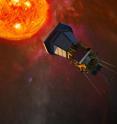 Artist's concept of the Solar Probe Plus approaching the sun.