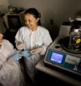 This is Nan Jokerst, left, and Sabarni Palit in the lab.