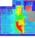 An image from a NIST computer model shows temperature levels during the 2007 Charleston Sofa Super Store fire. Dark blue is ambient temperature; bright red is about 800 degrees C (1500 degrees F).