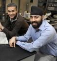 Sumit Chaudhary, left, and Kanwar Singh Nalwa of Iowa State University and the US Department of Energy's Ames Laboratory have been working to improve the efficiency of polymer solar cells.