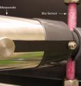 The red fluorescent bacteria in the glass tube change their color whenever the microorganisms in the bio-sensor come into contact with toxic substances. The measuring probe shows the intensity of fluorescence.