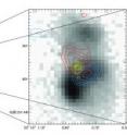 The S0 lenticular galaxy NGC 1266 is unremarkable when observed in optical light (left, grayscale and black contours)   very much an example of a "red and dead" galaxy   but becomes alive and violent the instant telescopes sensitive to other parts of the electromagnetic spectrum are pointed at it. At the very center, within 100 light years of the few million solar mass black hole, molecular gas, the essential building block of all stars, is squashed to concentrations 100 times greater than the densest molecular clouds in the Milky Way (yellow). The gas is also being expelled at a pace faster than the gravity of the galaxy can contain. This rapidly expelled gas appears as two outflowing lobes, traveling away from the galaxy at up to 400 kilometers per second in opposite directions (red and blue contours). Along the way, the gas excites other wavelengths of light, including a red spectral line of hydrogen (H-alpha), seen only where there is ionized hydrogen (right, grayscale).