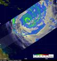 The TRMM satellite measured the rainfall rates within powerful Cyclone Yasi when it passed over on Feb. 1, 2011 at 0356 UTC (Jan. 31 at 10:56 p.m. EST). Yasi had a small eye surrounded by powerful thunderstorms. The heaviest rainfall (falling at about 2 inches (50 mm) per hour) appears in red. The yellow and green areas indicate moderate rainfall between .78 to 1.57 inches (20-40 mm) per hour.