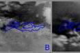 Titanic Deluge: The storm created large effects in the form of dark -- likely wet -- areas on the surface of the moon. After it dissipated, Cassini observed significant changes on Titan's surface at the southern boundary of the dune field named Belet. Those changes covered an area of roughly Arizona and Utah. Scientists interpret the changes seen in these images (blue outlines) to be evidence of methane rain wetting the surface.