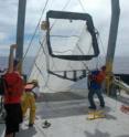 Matt Durham, Jim Leichter and Pete Davison deploy a Matsuda-Oozeki-Hu Trawl at the North Pacific Subtropical Gyre during SEAPLEX.