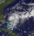 This visible image of Bret was taken from the GOES-13 satellite on July 18 at 11:31 UTC (7:31 a.m. EDT) and shows the storm over the northwestern Bahamas.