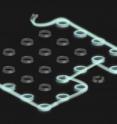 Artist's rendering of the proposed JQI fault-tolerant photon delay device for a future photon-based microchip. The devices ordinarily have a single row of resonators; using multiple rows like this provides alternative pathways for the photons to travel around any physical defects.