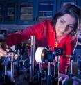 This is UC San Diego postdoctoral researcher Mercedeh Khajavikhan at work in the optics laboratory.