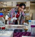 This is bioengineering professor Shyni Varghese at work in the lab.